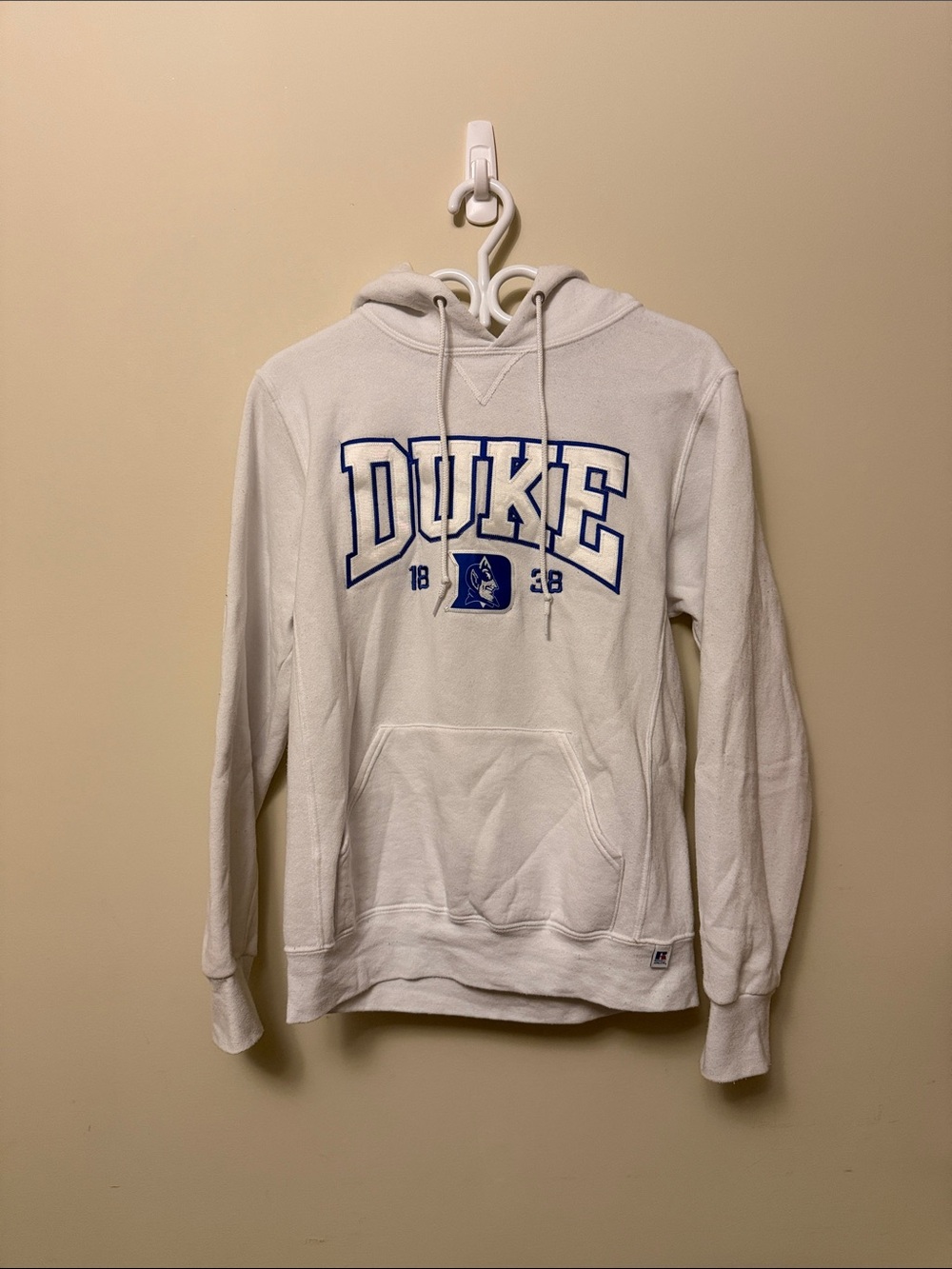 Russell Athletic White Duke Blue Devils Hoodie - Size Small